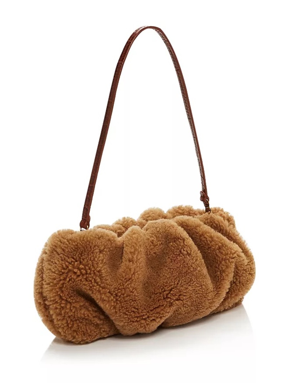 Staud Shearling Shoulder Bag in Camel